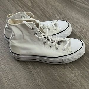 White high top platform Converse